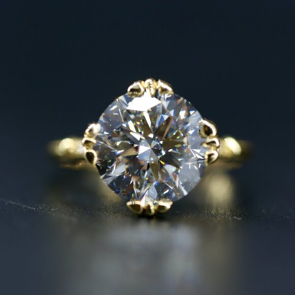 Edwardian Era 6.00 Carat Round Brilliant IGI Certified Lab Grown Diamond Ring - Picture 3 of 7